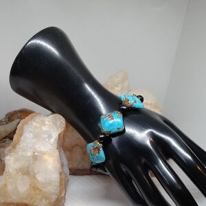 Vintage 1950s Italian  Murano Aqua Blue Parure Bracelet